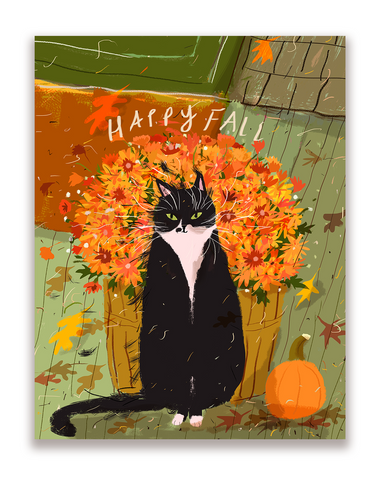 Happy Fall Cat Card