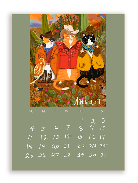 2024 Dancing Cat Calendar - Single Sheet