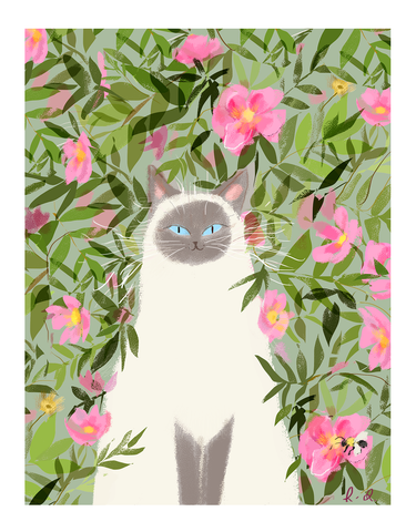 Carolina Rose Cat Print