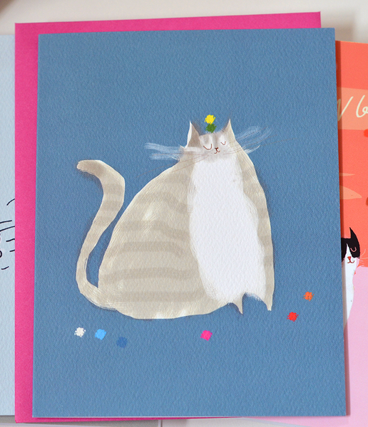 Big Grey Cat Card