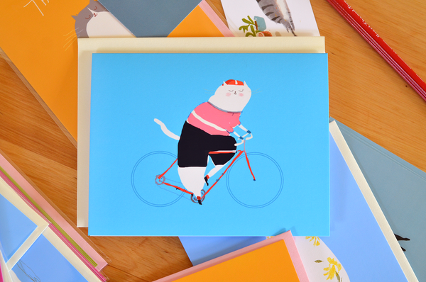 The Bike Rider Cat Card