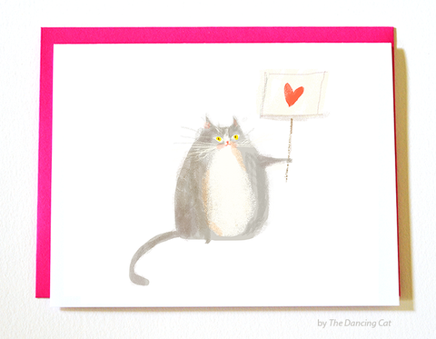 Love Not Hate Cat Card-  Protest Cat Card