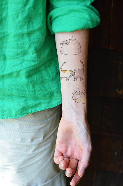 Happy Cat - Temporary Tattoo - Set of 2