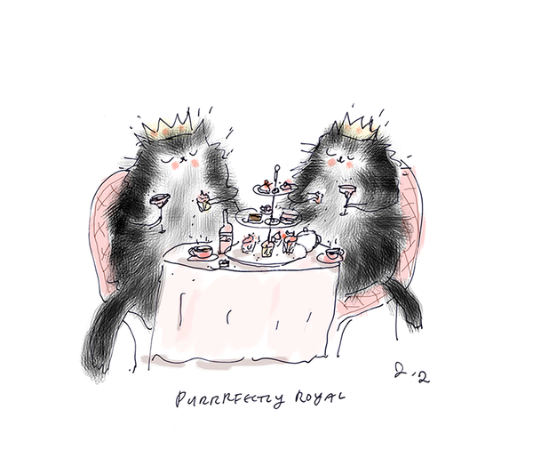 Puuurfectly Royal - Tea Party Cats - Cat Art