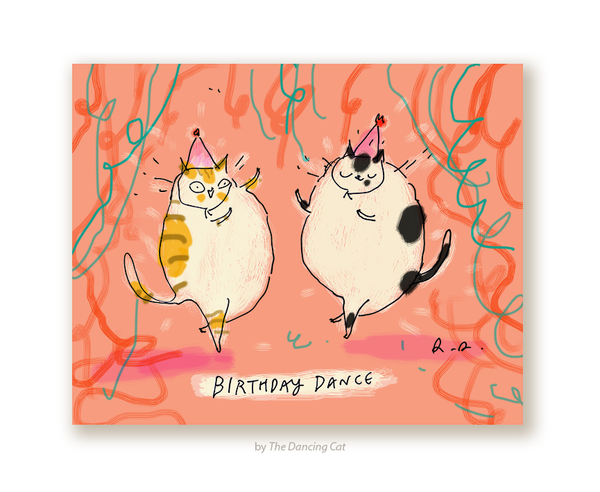 Birthday Dance - Cat Birthday Card