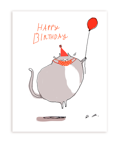Birthday Lift Off- Cat Card