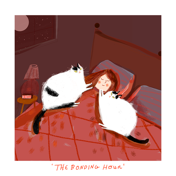 The Bonding Hour - Cat Print - Custom Colors