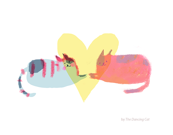 Big Heart- Love Cat Card