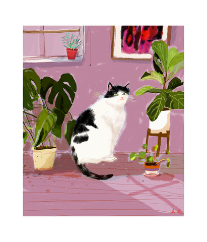 Houseplant Cat Print