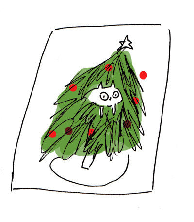Christmas Card- Cat in tree