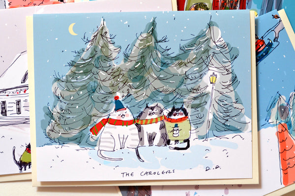 The Carolers- Christmas Card- Christmas Cat Card