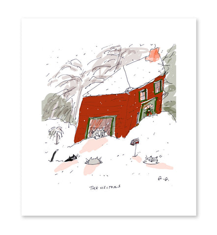 The Visitors - Snow Cats - Cat Art - Snow Art - Winter Storm - Country Art