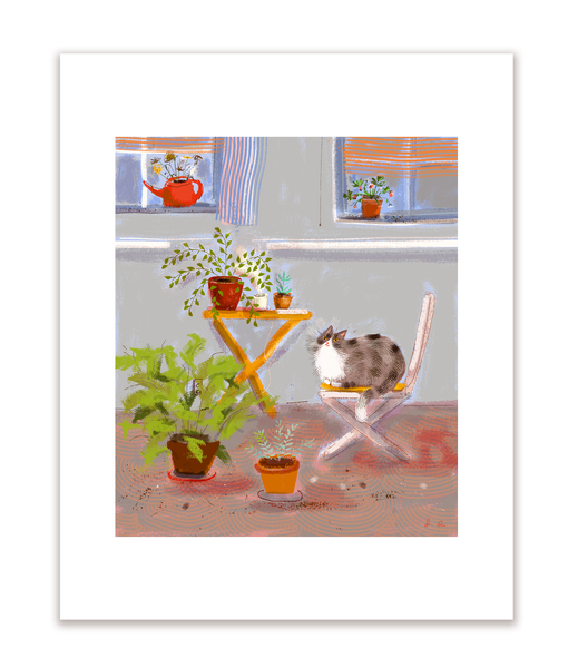 Peaceful Plant Kitty - Fine Art Print