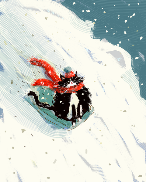 Snow Day Cat Print