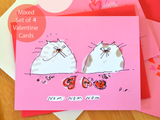 Valentine's Day Cat Cards - Set of 4 - Pink Set