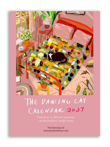 2027 Dancing Cat Calendar - Single Sheet - Pre Order