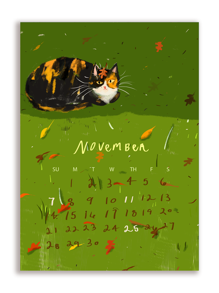 2027 Dancing Cat Calendar - Single Sheet - Pre Order