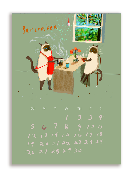 2027 Dancing Cat Calendar - Single Sheet - Pre Order