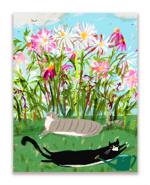 Garden Cats Card - Blank inside