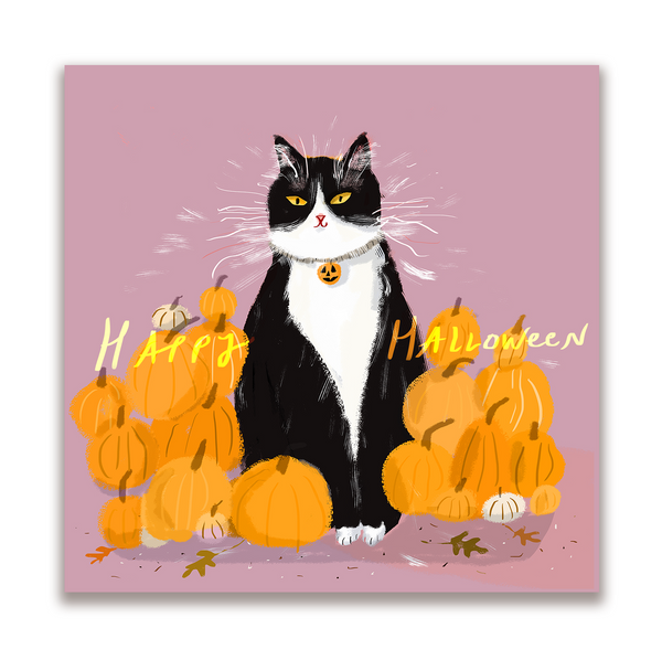 Happy Halloween Card - Pumpkie Lover - Halloween Cat