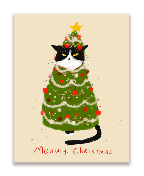 Meowy Christmas Tree Cat Card
