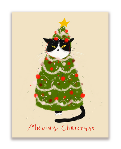 Meowy Christmas Tree Cat Card
