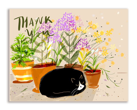 Thank You Card - Wildflower Cat