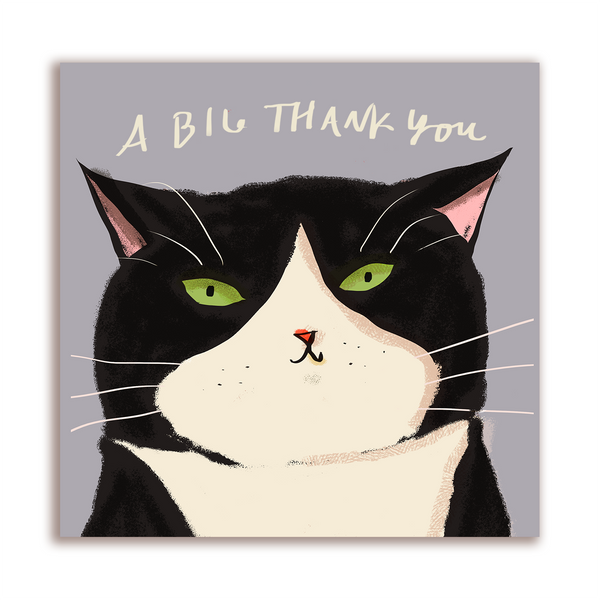 A Big Thank You - Big Head Cat Card - Square