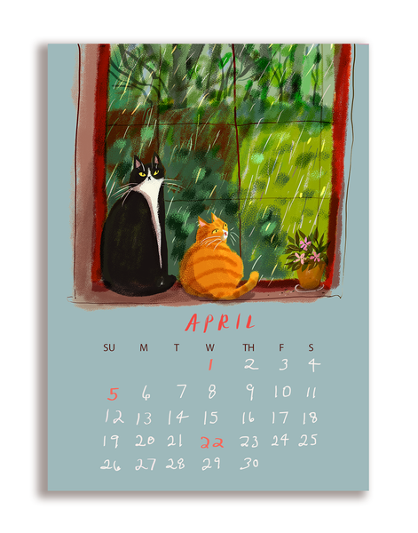 2026 Dancing Cat Calendar - Single Sheet