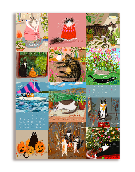 2026 Dancing Cat Calendar - Single Sheet