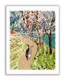 Cherry Blossom Cat Print