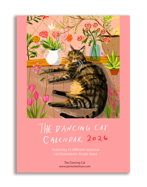 2026 Dancing Cat Calendar - Single Sheet