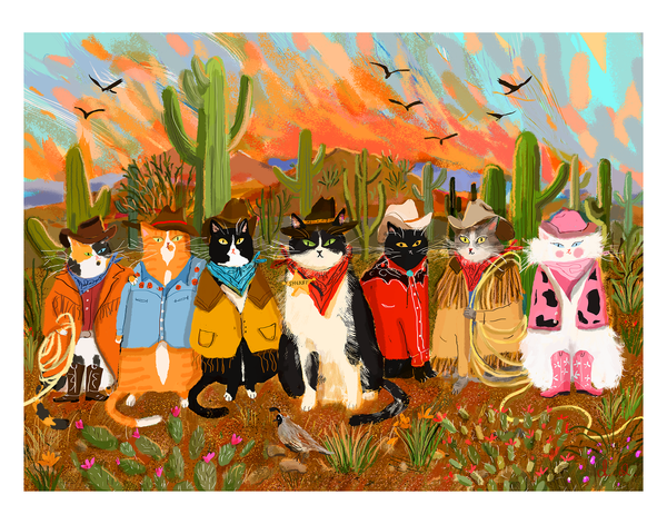 NEW Cowboy Cats - Howdy Pawnter Cat Print