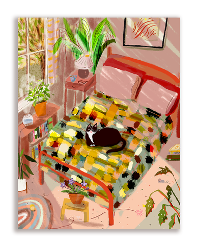 Day Bed Kitty Card - Blank Inside
