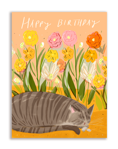 Garden Dreaming - Birthday Cat Card