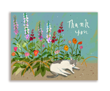 Thank You Garden Cat Postcard - Set of 12