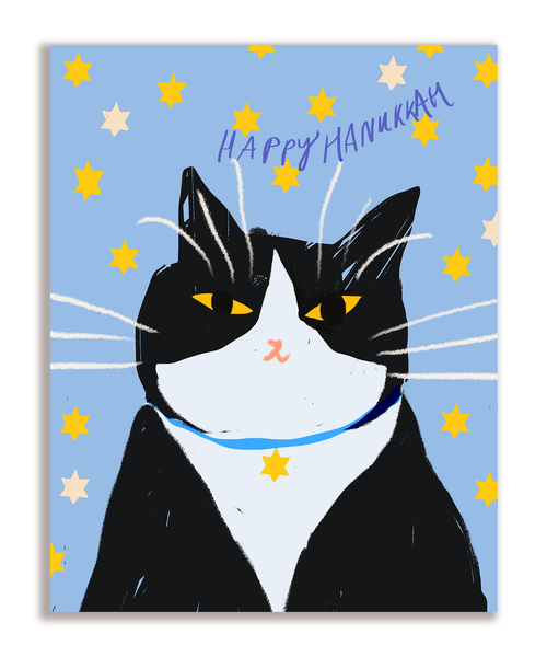 Happy Hanukkah Cat Card
