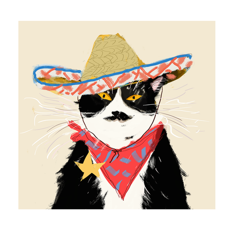 Howdy Pawtner Cat Print _large