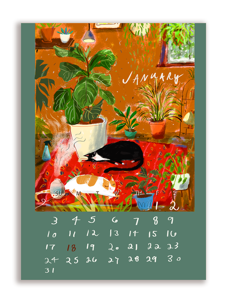 2027 Dancing Cat Calendar - Single Sheet - Pre Order
