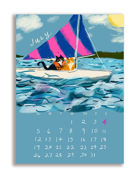 2026 Dancing Cat Calendar - Single Sheet