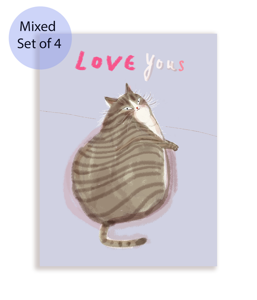 Mixed Valentine's Day Card Set of 4 - Blue Mix