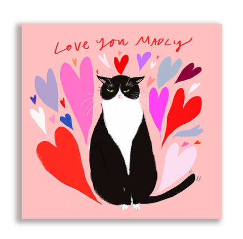 Love You Madly - Valentine's Day Cat Card