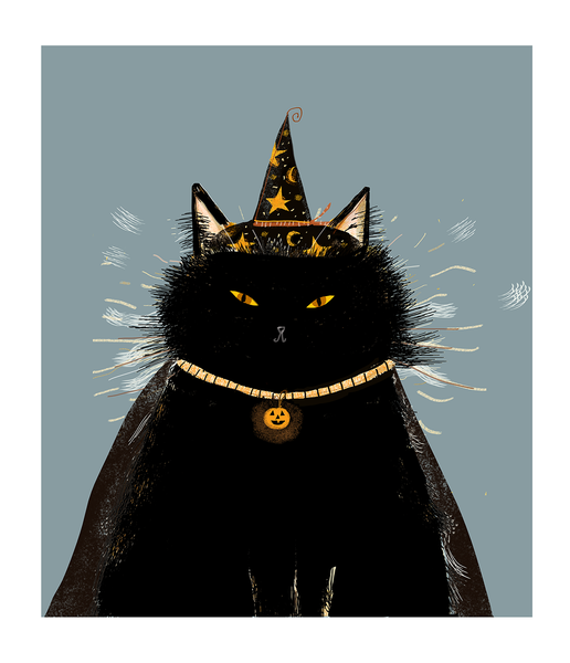 Magic Fluff Print - Black Cat Magic