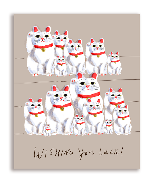 Wishing You Luck - Cat Card - Maneki Neko