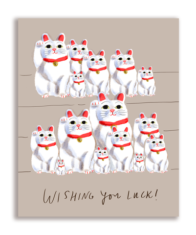 Wishing You Luck - Cat Card - Maneki Neko
