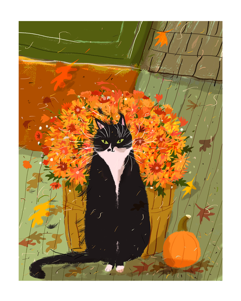 Fall Baby - Autumn Wind - Cat Print