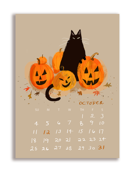 2026 Dancing Cat Calendar - Single Sheet