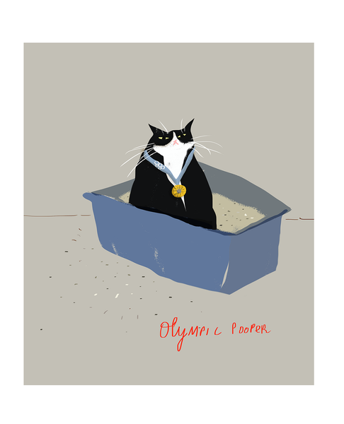 Olympic Pooper - Fine Art Print - Cat Art
