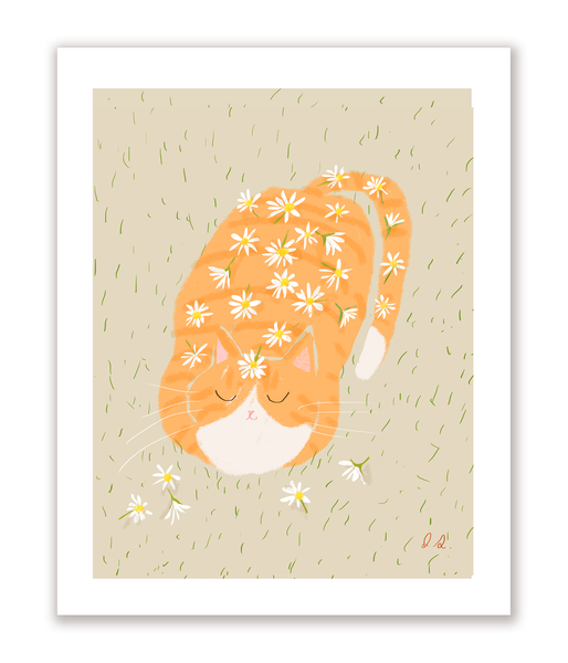 Flower Shower Cat Print