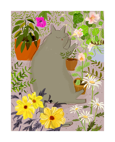 Garden Dreaming - Cat Print